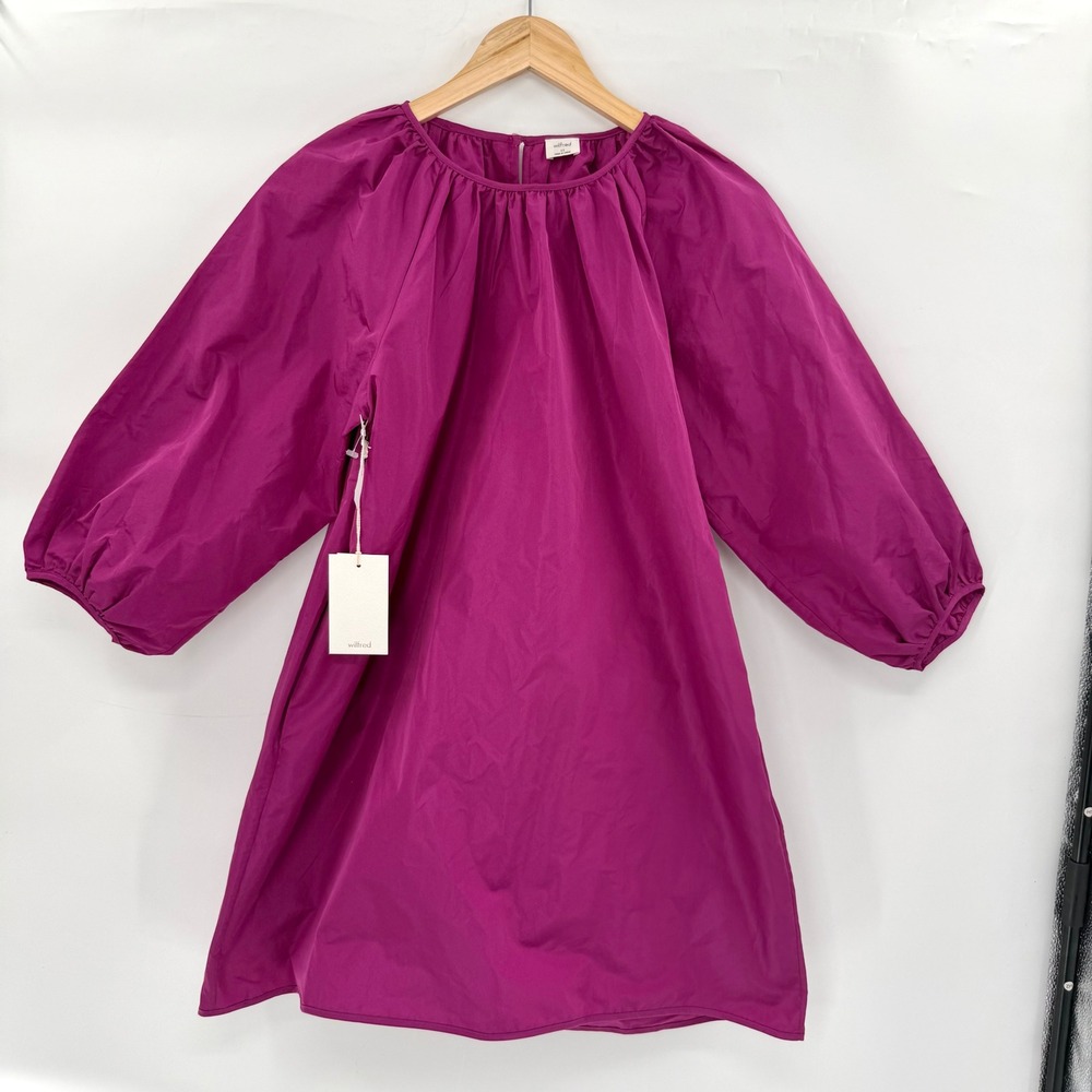 Wilfred Cava Dress Women XS Luminous Violet New Mini Balloon Sleeve Shift